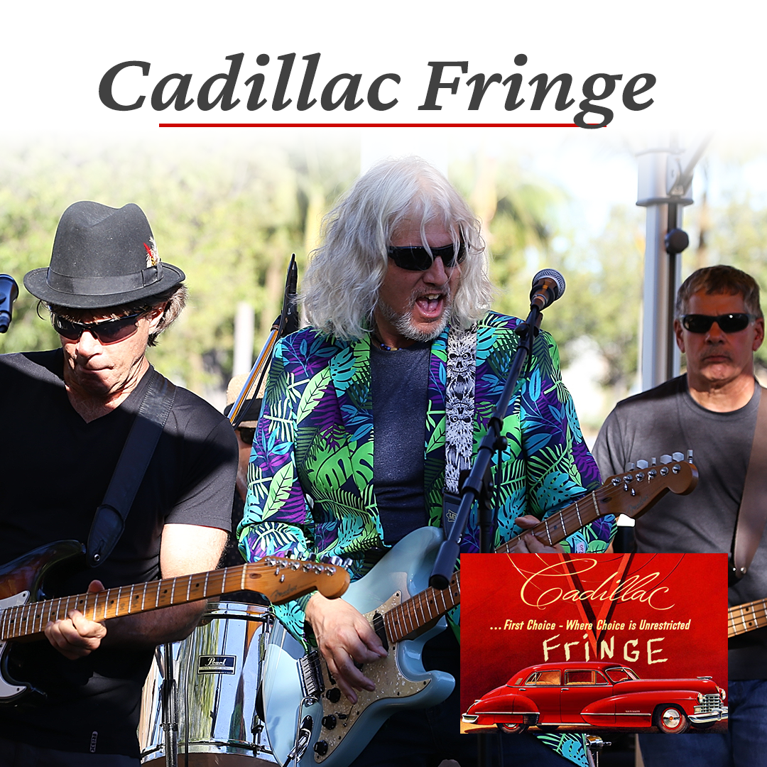 Band performing at a music event called Cadillac Fringe at the flower fields carlsbad.